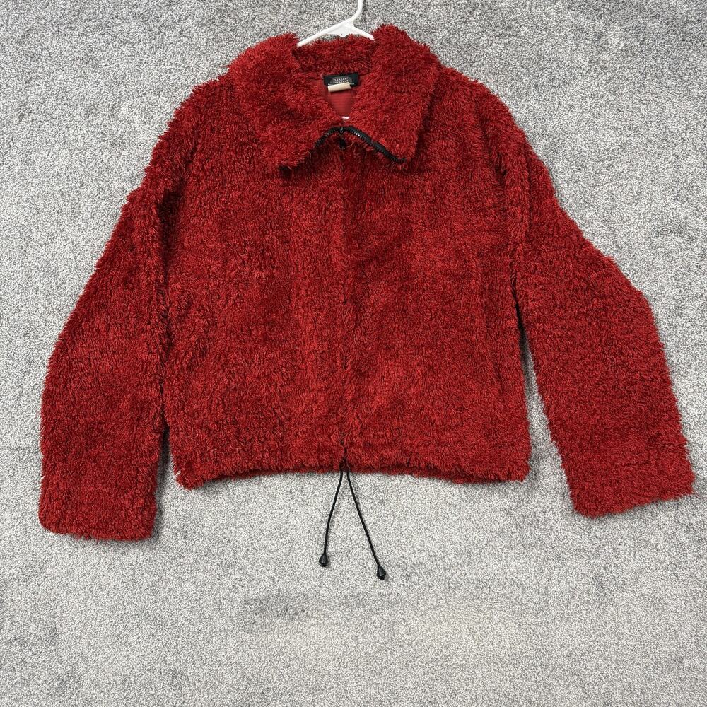Pleasant Pheasant Jacket XL Red Cropped Fuzzy Pockets Cozy Warm Boho Cabincore